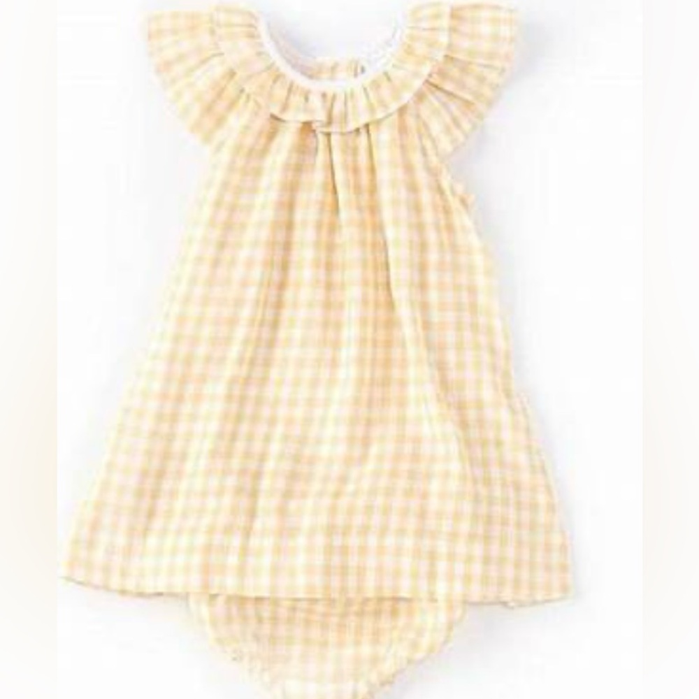 Edgehill Collection Gingham Flutter Sleeve Dress & Bottoms